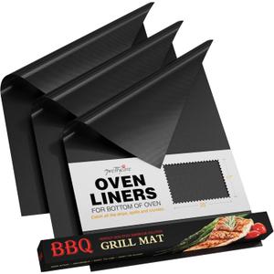 PrettyCare Oven Liners for Bottom of Oven - 3 Pack Large Heavy Duty Mats, 16.25x23 Non-Stick Reusable Liner for Electric, Gas, Toasters, Grills - BPA & PFOA Free Kitchen Accessory to Keep It Clean