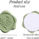 UNIQOOO Wax Seal Stickers - Eucalyptus Wedding Invitation Envelope Seal Stickers, 50 Pcs Self- Adhesive Sage Green Stickers, Perfect for Invitation, Christmas, Gift Wrapping