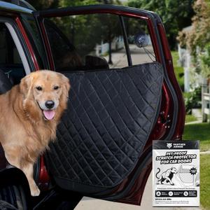 Car Door Protector for Dogs Quilted Anti-Scratch Liner with Adjustable Clips & Suction Cups Regular Size (28.3" x 21.7") Fits Compact & Medium Cars Protects Car Doors from Dog Scratches Black 