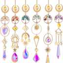 6PCS Crystal Sun Catchers for Windows, Stained Glass Suncatcher Kit with Hanging Crystals, Boho Home Decor, Rainbow Maker for Cottagecore & Whimsical Style