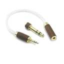 3.5mm 1/8" TRS Male and 6.3mm 1/4" Adapter to 4.4mm Balanced Female Headphone Audio Adapter Walnut Wood Shell Cable 8 Cores 6N OCC Copper Single Crystal Silver Plated Wire
