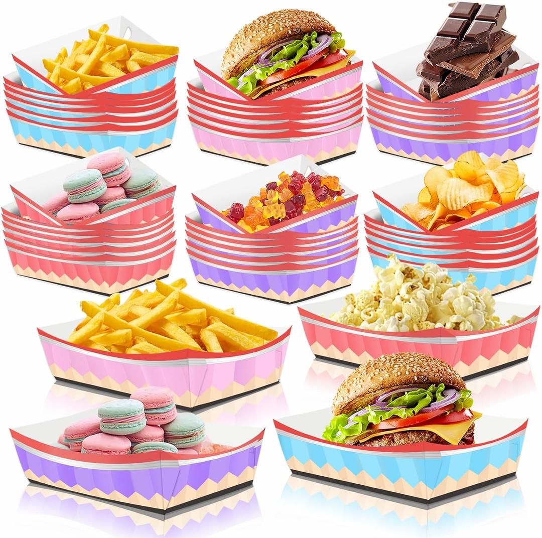 YVAINE 24 Pcs Back to School Disposable Trays Plate First Day of School Paper Plates Treat Boxes Classroom Paper Trays for Welcome Back to School Party Supplies Table Decorations
