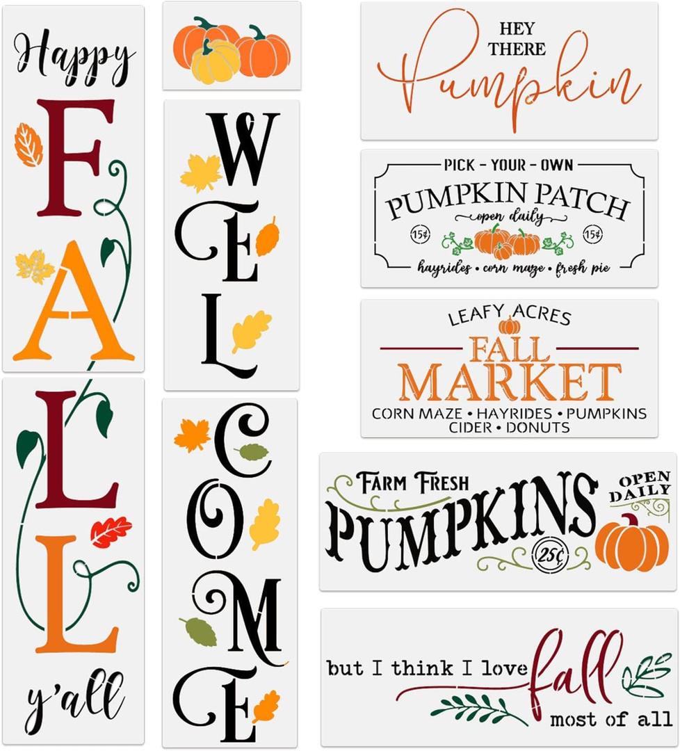 Fall Stencils for Painting on Wood Reusable Pumpkin Stencil Thanksgiving Drawing Templates Large Welcome/Happy Fall YAll Porch Sign