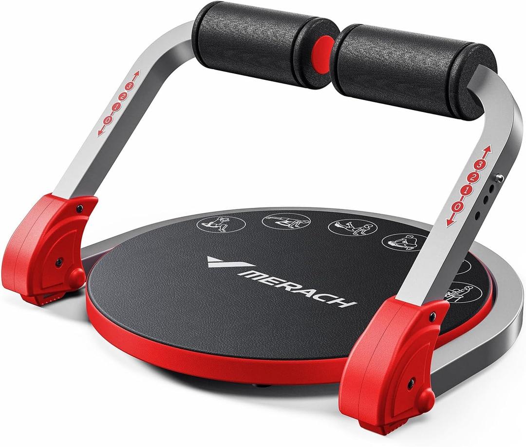 MERACH Ab Machine for Stomach Workout, Ab Crunch Machine with 3 Adjustable Resistance and Automatic Rebound, Sit Up Machine with 330 LBS Weight Capacity, Ab Workout Equipment for Home Exercise (Red)