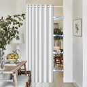 White Total Blackout Pinch Pleated Curtain 96 Inch Long, Full Shading Curtain for Windows, Faux Linen Textured Thermal Insulated Drapes, 1 Panel, W52 x L96, Greyish White