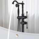 Oil Rubbed Bronze Freestanding Bathtub Faucet Sets Single Handle with 360 Swivel Spout Floor Mount Tub Filler with Handheld Sprayer, Floor Mount Bathtub Faucet, 47.2-Inch, JBTF430-ORB