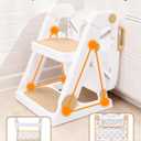 Potty Training Seat, Primlect Upgrade Toddler Toilet Seat for Kids Boys Girls, 2 in 1 Potty Training Toilet with Step Stool, Adjustable Seat and Ladder, Non-Slip Pad, Splash Guard (M-Brown)