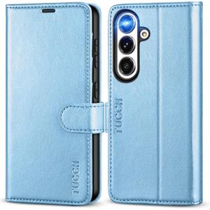 TUCCH Case Wallet for Galaxy S25 5G, Magnetic PU Leather Kickstand [RFID Blocking] Card Slot Flip Cover with [TPU Shockproof Interior Case] Compatible with Galaxy S25 6.2" 2025, Pearly Light Blue
