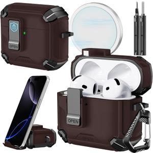 Inesore Compatible with AirPods 4th Case with Phone Stand & Cleaning Kit,Compatible with Magsafe,Magnetic Automatic Lock for Airpods 4 with Active Noise Cancellation Charging Cover (2024)