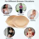 Nimiah Bra Inserts Breast Enhancers - 2 Pairs Push up Swimsuit Pads Add Cups Size Instantly Fits AB, C, D Cup (Beige)