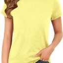 ZDC Girls Short Sleeve T Shirts Kids Summer Basic Tee Crewneck Cute Tops | Cute Tops, Solid Color, School Shirt, 5-14 Years (Yellow)