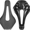 3D Printed Carbon Fiber Bike Saddle,Breathable/Waterproof/Light Unisex Cushion Seat for BMX, MTB & Road-Black(Full Carbon Fiber&Nylon)