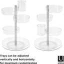 Umbra Pirouette Cosmetic Organizer, Large Capacity Makeup Storage with Adjustable Compartments, Clear/Nickel