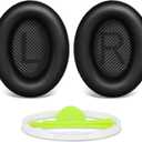 Replacement Earpads Cushions for Bose QuietComfort35&35ii(QC35 II & QC35) Headphones - Professional Positioning Tools Included, Noise-Isolating Memory Foam & Breathable Leather (Black)
