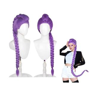 Rumi Costume Wig Cosplay, Purple Braid Wig Outfit Hair Halloween Cosplay Props, Anime Mira Zoey Costume Wigs for Women Men (Rumi Purple) (For Adult - Length 47 Inch)