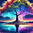 QIOUOL 5D Diamond Art Kits for Adults Beginners,Dreamy Tree DIY Paint with Round Full Drill Diamonds Painting Mosaic Gems Art for Home Office Wall Decor 12x16 Inch