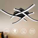 EDISLIVE Modern Dimmable LED Ceiling Light Curved 4-Light 18 in Minimalist Flush Mount Ceiling Light Fixture Lamp for Bedroom Foyer Kitchen 3000K 24W Black, 3000K-Warm
