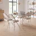 IDEALHOUSE 4 Pack Folding Chairs with PU Leather Padded Cushion, 350lbs Capacity, Lightweight Ergonomic Design, Metal Frame, Indoor Outdoor Portable Stackable Seats for Home Office Party Events, Beige