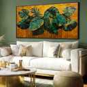SOUGUAN Canvas Print Wall Art Green Gold Tropical Palm Leaves Nature Wilderness Illustrations Modern Art Rustic Wall Decor Pictures Artwork 24"x48" for Living Room