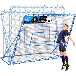 Soccer Baseball Rebounder Net, Quick-Switch Angle Volleyball Pitchback Soccer Training for Control, Passing Practice, Easy Setup Lacrosse Soccer Goal Rebounder Gifts Equipment for Kids, Teens & Adults (7FTx6FT)