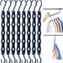 HOUSE DAY Closet Organizers and Storage 10 Pack, Premium Smart Hanger, Sturdy, Cascading Hangers with 5 Holes for Heavy Clothes, Magic Space Saving Hangers College Dorm Room Essentials - Misty Blue