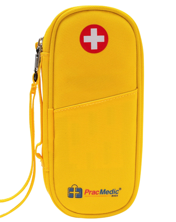 PracMedic Bags Epipen Carry Case Insulated Epi Pens Carrying Case for Epipens, Auvi-Q, Inhaler, Allergy Medication & Diabetes Supply Durable Emergency Medical Pouch for Travel (Yellow)