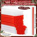 100 Pcs Christmas Stocking Shaped Plastic Straws Disposable Drinking Straw Bulk for Cocktail Xmas Party Birthday Party Supplies (Red,White)