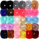 WILLBOND 30 Pieces Fuzzy Scrunchies Bulk Pompom Ball Elastic Hair Ties Fluffy Ponytail Holders Band for Women Hair Accessories, 21 Colors