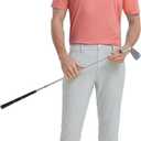 M MAELREG Mens Golf Shirts Moisture Wicking Dry Fit Business Casual Stretch Jacquard Short Sleeve Golf Polo Shirts for Men (Pink, XL)