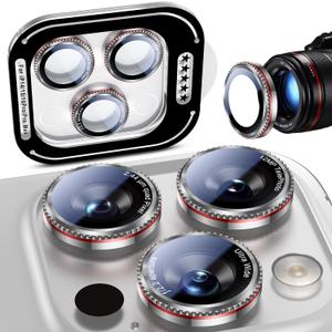 Uyiton for iPhone 17/16/15/14 (Pro Max & Pro) Camera Lens Protector - [Case-Friendly][Ultra-Thin] Military-Grade Tempered Glass Metal Camera Cover, Easy to Install, Gearwheel Silver+Red