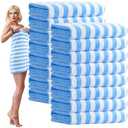 SmoothNovelty Pack Microfiber Bath Towels Bulk 27'' x 60'' Oversized Size Bath Towel Highly Absorbent Extra Large Soft Drying for Shower Beach Winter Salon Sport Gym Party(Stripes, Light Blue, 16)