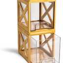 Stackable Bamboo Snack Drawer Organizer (2 Pack) – Pull-Out Storage Bins with Clear Acrylic Drawers – Pantry Storage for Snacks, Coffee Pods, Spices & K-Cups