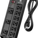Heavy Duty Metal Power Strip, 20 AMP Surge Protector with 9 Outlets, 12 Gauge Industrial Strength for Shop & Garage Use, 6 FT Extension Cord Included, Durable T-Slot Design (6FT)