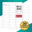 Address Labels 1x2-5/8 Stikcer Paper 30-UP 250 Sheets for Laser/Inkjet Printer Matte 7500 White Blank Printable Labels on 8.5x11 Inch for Mailing, Shipping, and Organizing
