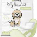 WICKEDPUP Male Dog Belly Band Kit, 50 Diaper Pads & 1 Reusable Male Wrap (Size 2 (17.5"-21.5" Waist))