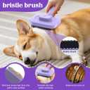 Self Cleaning Dog Brush for Shedding - Bristle Brush and Long/Short Needles Design, Skin Friendly, Slicker Deshedding Dog Brush, Hair Removal for Long & Short Haired Pets