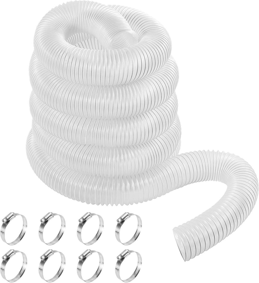 2 1/2" x 30' PVC Dust Collection Hose, Puncture Resistant Fume Collection Hose with 8 Pieces Stainless Steel Clamps, Clear Dust Collector for Woods Debris (2.5 Inch  30 Feet)