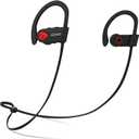 Senso Bluetooth Headphones, Best Wireless Sports Earphones w/Mic IPX7 Waterproof HD Stereo Sweatproof Earbuds for Gym Running Workout 8 Hour Battery Noise Cancelling Headsets (Black Red)
