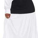 Ekaliy Women's Puff Long Sleeve Shirt Dress Elegant Button Down Loose Swing Party Maxi Dress (White)