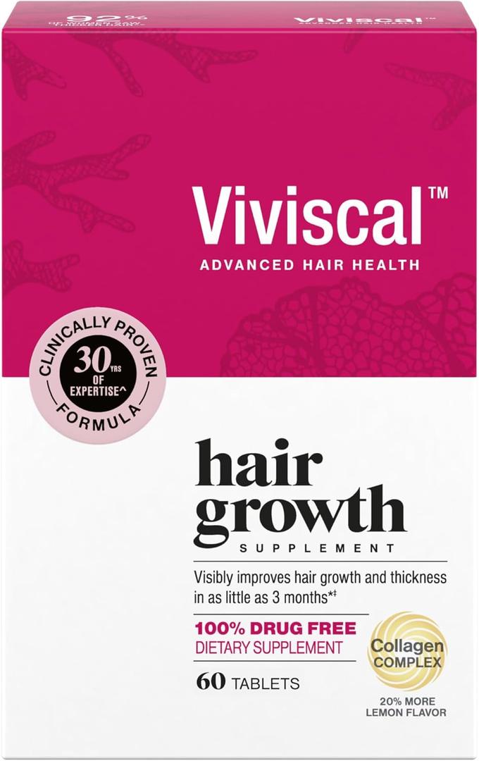 Viviscal Hair Growth Supplements For Women For Thicker, Fuller Hair, Nourishes Thinning & Loss, With Proprietary Collagen Complex, 60 Tablets, 1 Month Supply, Best By: 07/2028