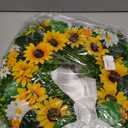 Front Door Wreath Sunflowers and Daisies, 20" Spring Wreaths for Front Door, Wreaths for Front Door w/Long Door Hook, Optional Reversible Welcome and Blessed Sign Spring Wreath, Front Door Decor