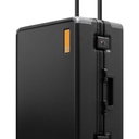 LEVEL8 Zipperless Checked Luggage with Aluminum Frame, Upgraded Medium Hardside Suitcase with Spinner Wheels, Metal Travel Luggage with Double Tsa Locks, 24 Inch, Black