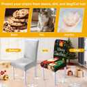 Christmas Chair Covers Set of 4 Santa Claus Snowman Christmas Tree Design Stretch Dining Chair Slipcovers Washable Universal Seat Protectors for Holiday Party, Kitchen, Banquet, Home Decoration