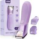 LGTGH Bikini Trimmer for Women: Pubic Hair Razor with Mirror & LED Light, Electric Shaver with Ceramic Blades & Travel Lock - Body Groomer IPX7 Waterproof Use for Legs/Arm/Underarm - Purple