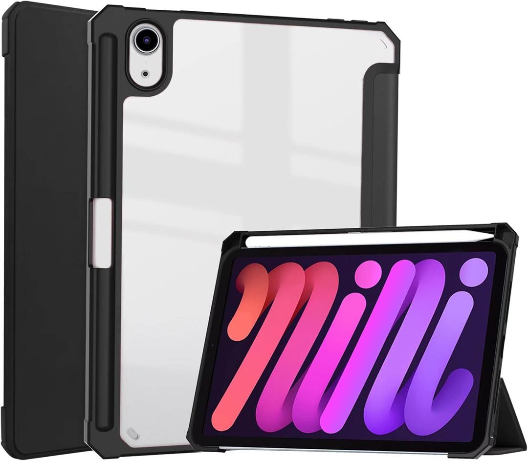 2 x Tablet Cover for Apple iPad mini 6th Generation(2021 Release),Ultra Slim Folio Stand Lightweight Auto Sleep/Wake Up Leather Case for iPad mini Gen 6 A2567 A2568 A2569 8.3" (Black)