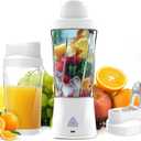 Portable Blender, 360 Watt Personal Blender for Shakes and Smoothies, 6000mAh USB Rechargeable, BPA Free 24 Oz Juicer Cup with 6 Blades and Lid, Self Cleaning Portable Juicer for Kitchen/Travel, White