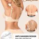 Womens Seamless Bra Deep V Gathering Design Breathable Side-Boob Control Wire-Free (M)