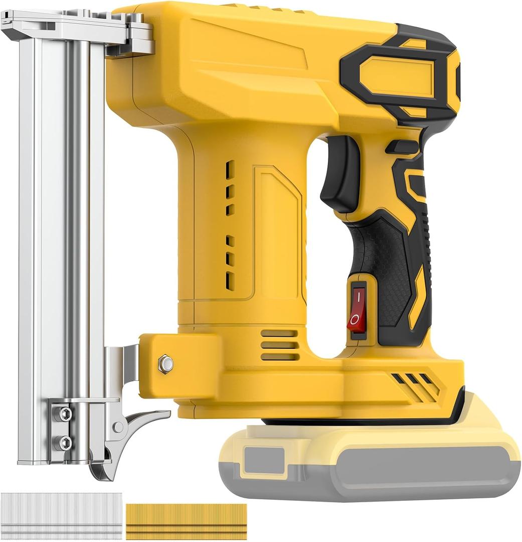 18 Gauge Cordless Brad Nailer for Dewalt 20V Battery (No Battery), 2-in-1 Battery Powered Nail Gun/Staple Gun with 2000 Nails for Wood Carpentry, DIY & Home Improvement
