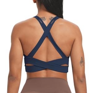 Aoxjox Women's Workout Sports Bras Fitness Trainning Infinity Gym Bra Yoga Crop Tank (Navy, Large)