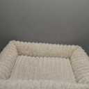 Bedsure Washable Dog Bed for Medium Dogs - Cute Furry Puppy Beds, Rectangle Orthopedic Corduroy Fleece Pet Beds with Removable Zipper Cover, 30x24x8inches, Cream (30.0"L x 24.0"W x 8.0"Th)